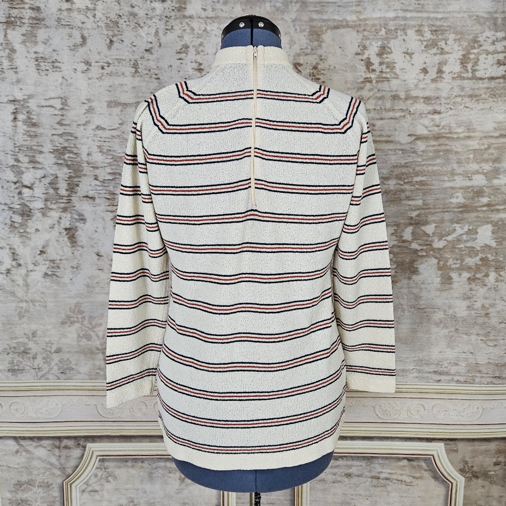 Vintage 70s Pullover Striped Top S Women's S vtg 1970s Academia Mod Beatnik - Picture 5 of 6